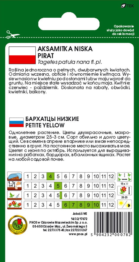 Aksamitka pełna niska PIRAT miodowo-mahoniowa 1g