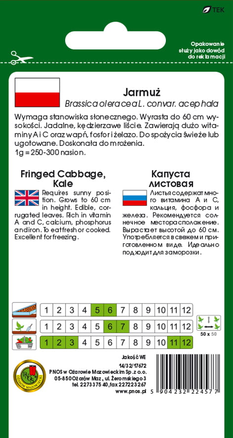 Jarmuż średnio wysoki HALBHOHER GRUNER KRAUSER 5g