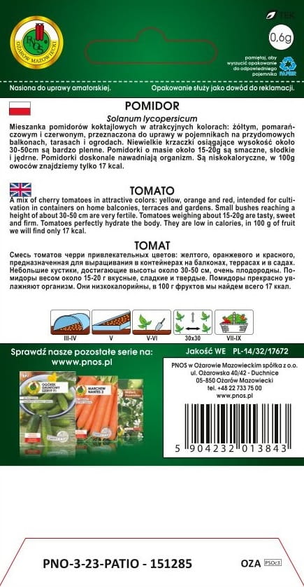 Pomidor doniczkowy mieszanka nasion 0.6g