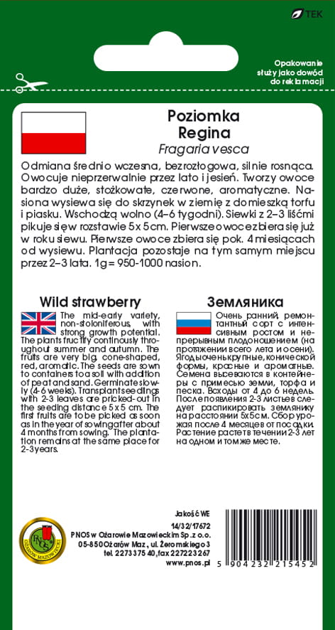 Poziomka REGINA nasiona 0,5g