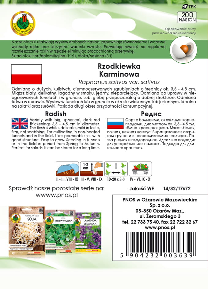 Rzodkiewka KARMINOWA 200z OT.