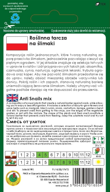 Roślinna tarcza na ślimaki- mieszanka nasion 2g