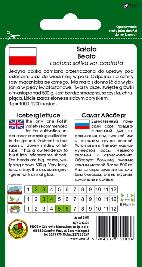 Sałata głowiasta krucha BEATA 1g